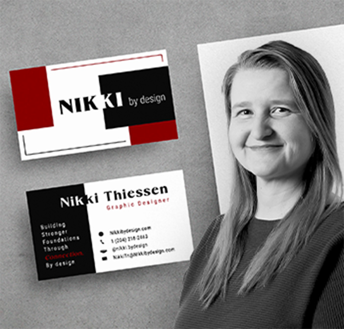 Nikki Profile photo with business cards